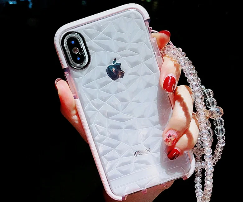 Белый чехол для IPhone 3D алмазная текстура