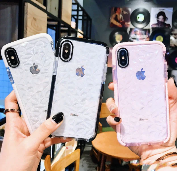 Белый чехол для IPhone 3D алмазная текстура