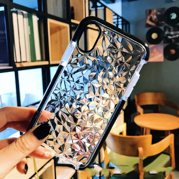 Белый чехол для IPhone 3D алмазная текстура