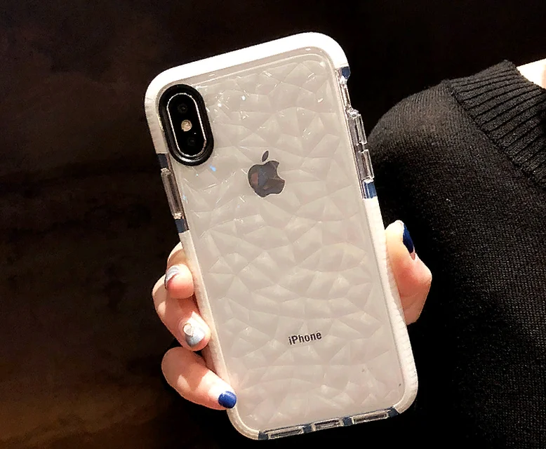 Белый чехол для IPhone 3D алмазная текстура