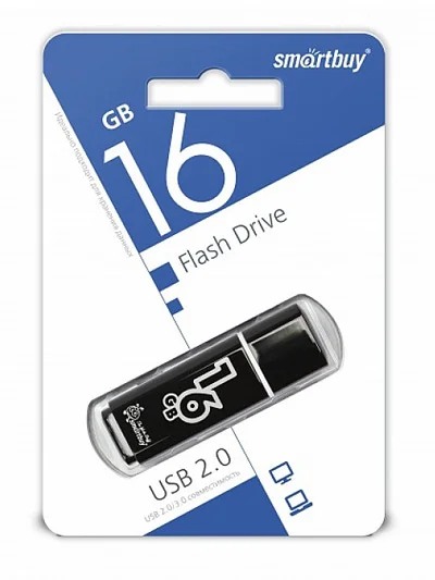 Черный флешка USB 16 gb flash drive Smart Buy Glossy series (sb16gbgs-k)