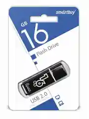 Черный флешка USB 16 gb flash drive Smart Buy Glossy series (sb16gbgs-k)