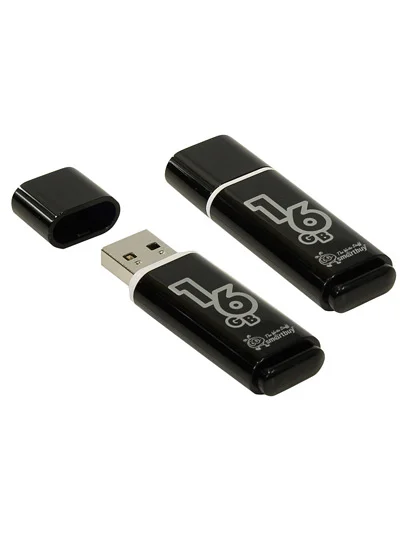 Черный флешка USB 16 gb flash drive Smart Buy Glossy series (sb16gbgs-k)