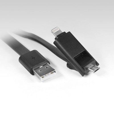 Кабель зарядный microUSB/iPhone Трансформер 1 метр, черный