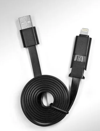 Кабель зарядный microUSB/iPhone Трансформер 1 метр, черный