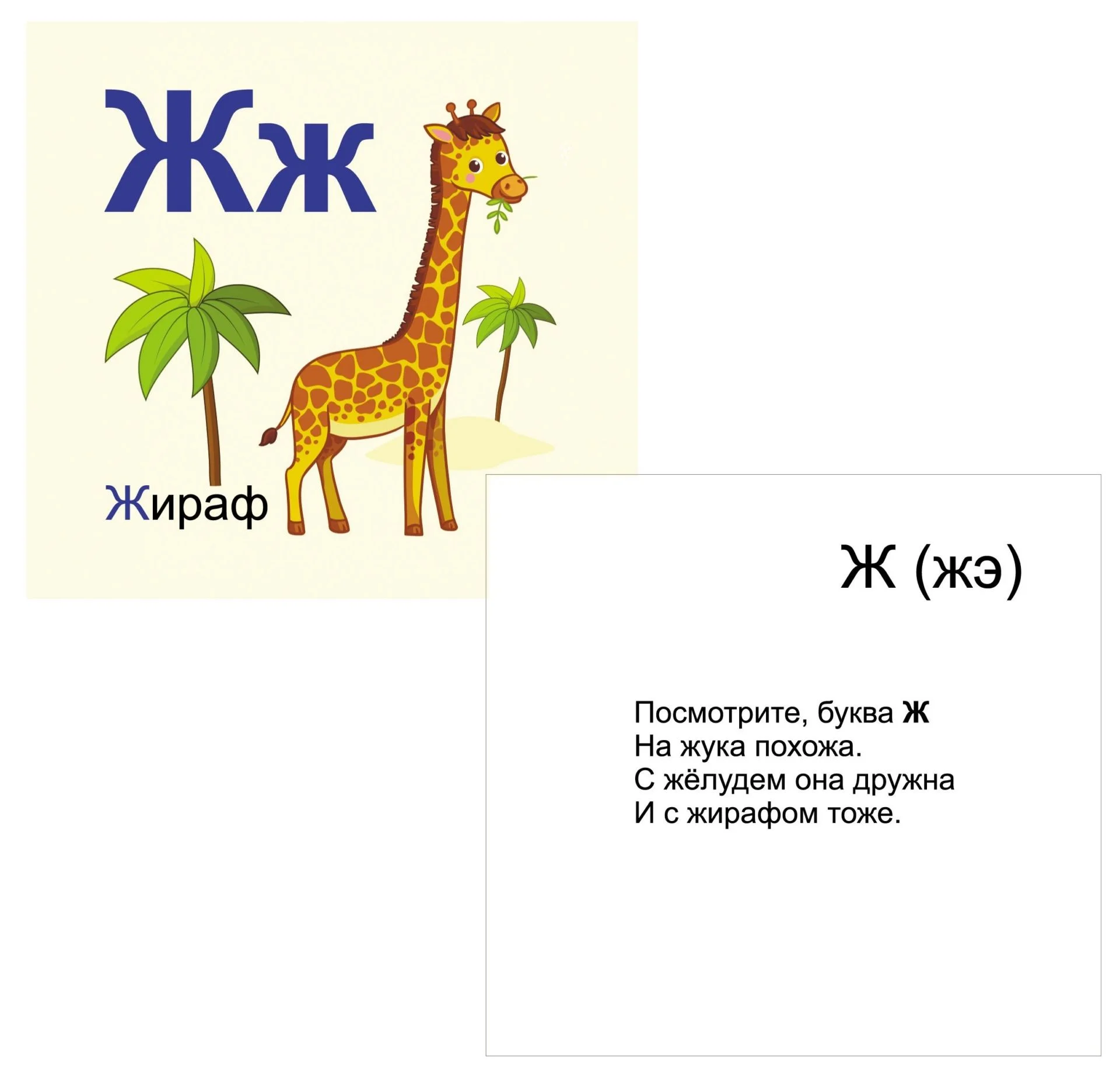 Русский алфавит: красочные карточки для занятий с детьми