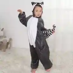 Угольный детские кигуруми, на пуговицах