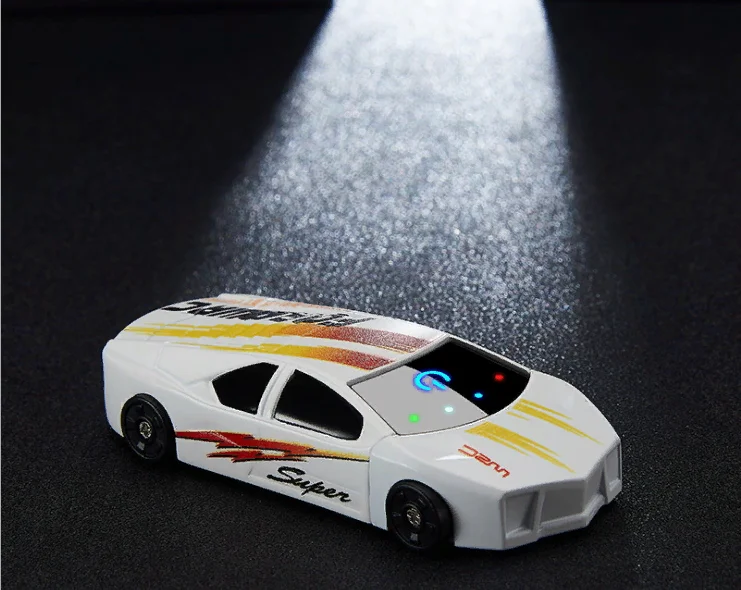 Белый индукционная USB зажигалка в виде гоночной машины