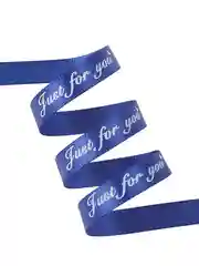 Синий атласная лента с надписью "Just for you"  10мм.х 10метров