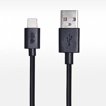 Черный usb-кабель Ubik UL04AB, для Apple iphone lightning, 1.0 м, совместим с iPod или iPad