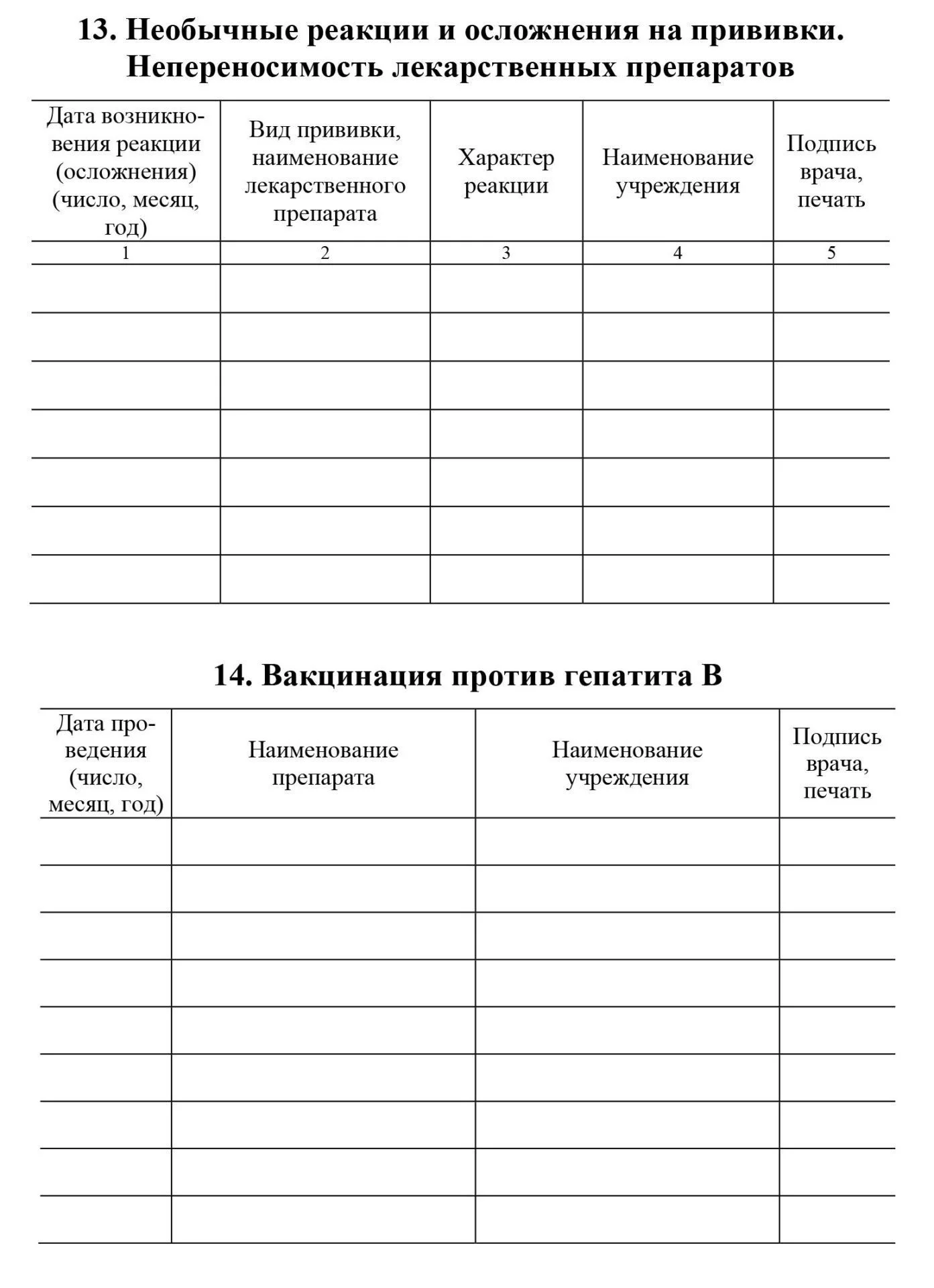 Сертификат о профилактических прививках (форма №156/у-93)