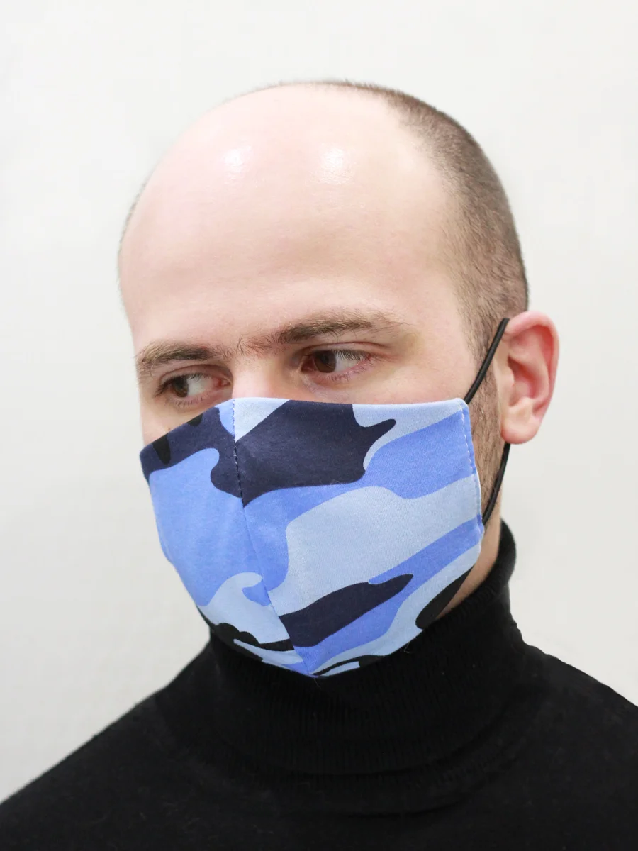 Синий маска лицевая, защитная, многоразовая М-2/камуфляж