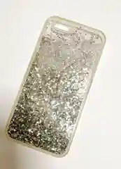 Серебряный силиконовый чехол-накладка с блестками для iPhone