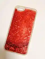 Красный силиконовый чехол-накладка с блестками для iPhone