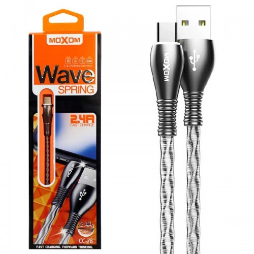 Кабель Micro-USB CC-78 Moxom, металлическая пружина, СС-81, ткань, для Андроид