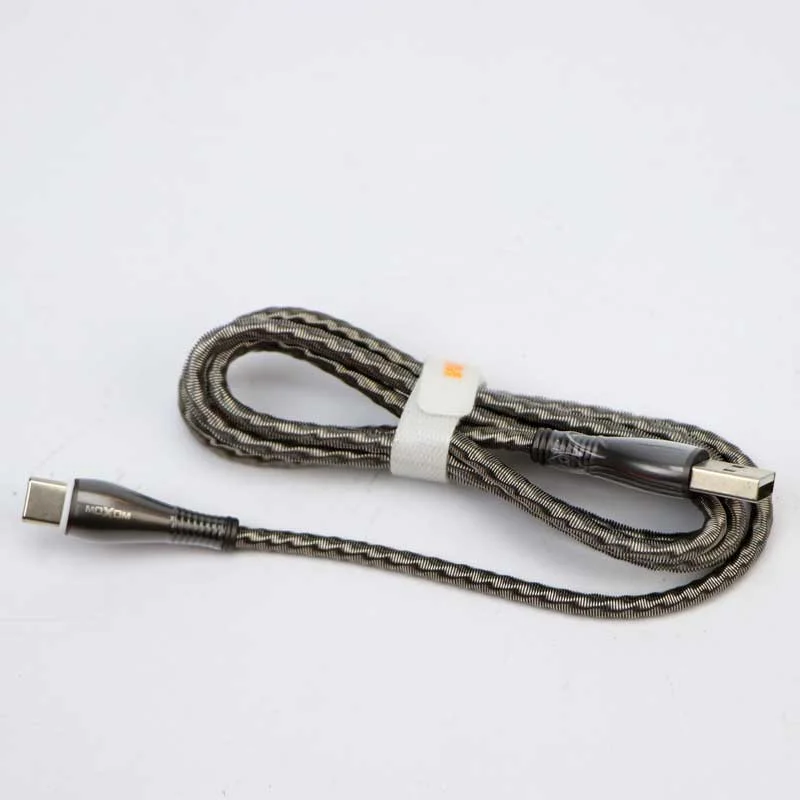 Серый меланж кабель Micro-USB CC-78 Moxom, металлическая пружина, СС-81, ткань, для Андроид