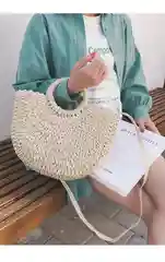 Летняя соломенная сумка из ротанга, цвет светло-бежевый