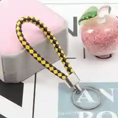 Лимонный кожаный плетеный брелок ремешок с кольцом для ключей