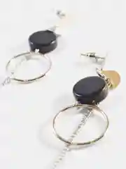 Серебряный длинные серьги цепочки с круглыми подвесками