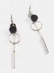 Серебряный длинные серьги цепочки с круглыми подвесками