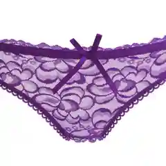 Фиолетовый кружевные женские трусы танга