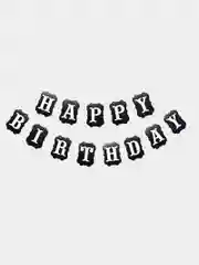 Серый гирлянда-растяжка и флажки  "Happy Birthday" 26 видов