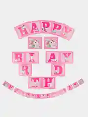 Коралловый гирлянда-растяжка и флажки  "Happy Birthday" 26 видов