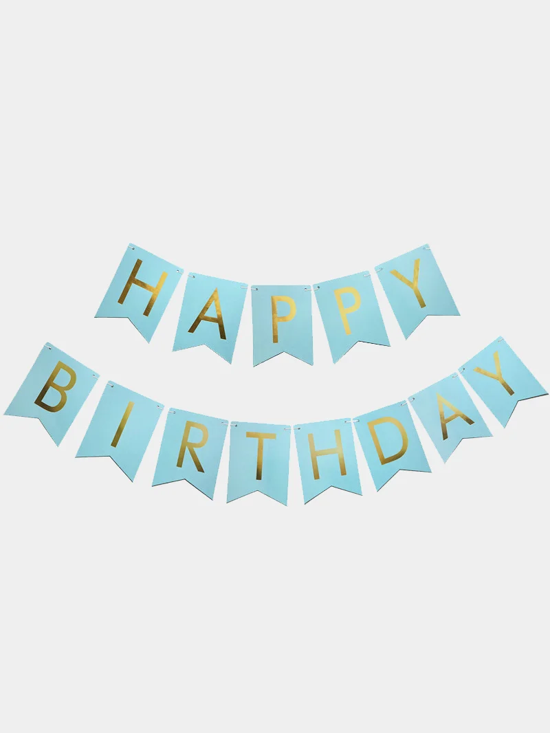 Голубой гирлянда-растяжка и флажки  "Happy Birthday" 26 видов
