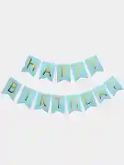Голубой гирлянда-растяжка и флажки  "Happy Birthday" 26 видов