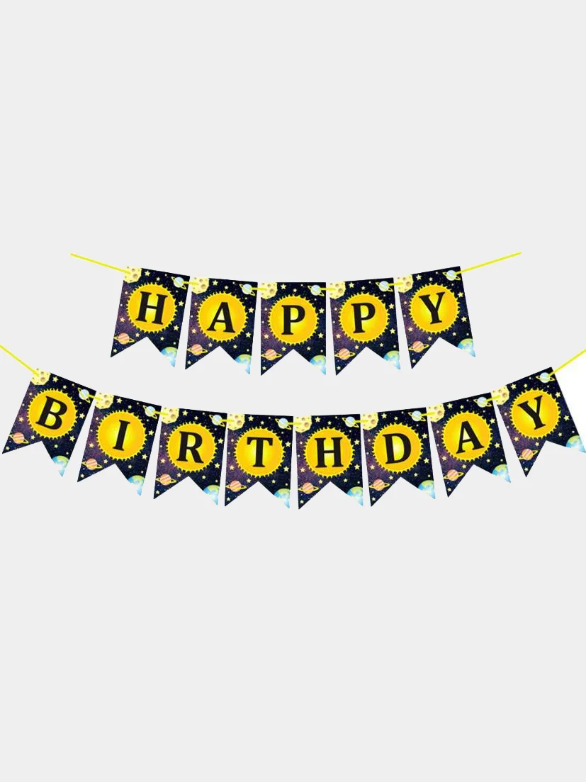 Темно-синий гирлянда-растяжка и флажки  "Happy Birthday" 26 видов