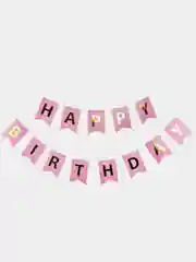 Бежевый гирлянда-растяжка и флажки  "Happy Birthday" 26 видов