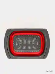 Красный складной дуршлаг с выдвижными ручками
