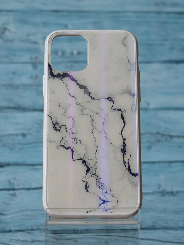 Белый чехол iPhone 11 Pro мрамор с переливом (разные цвета)