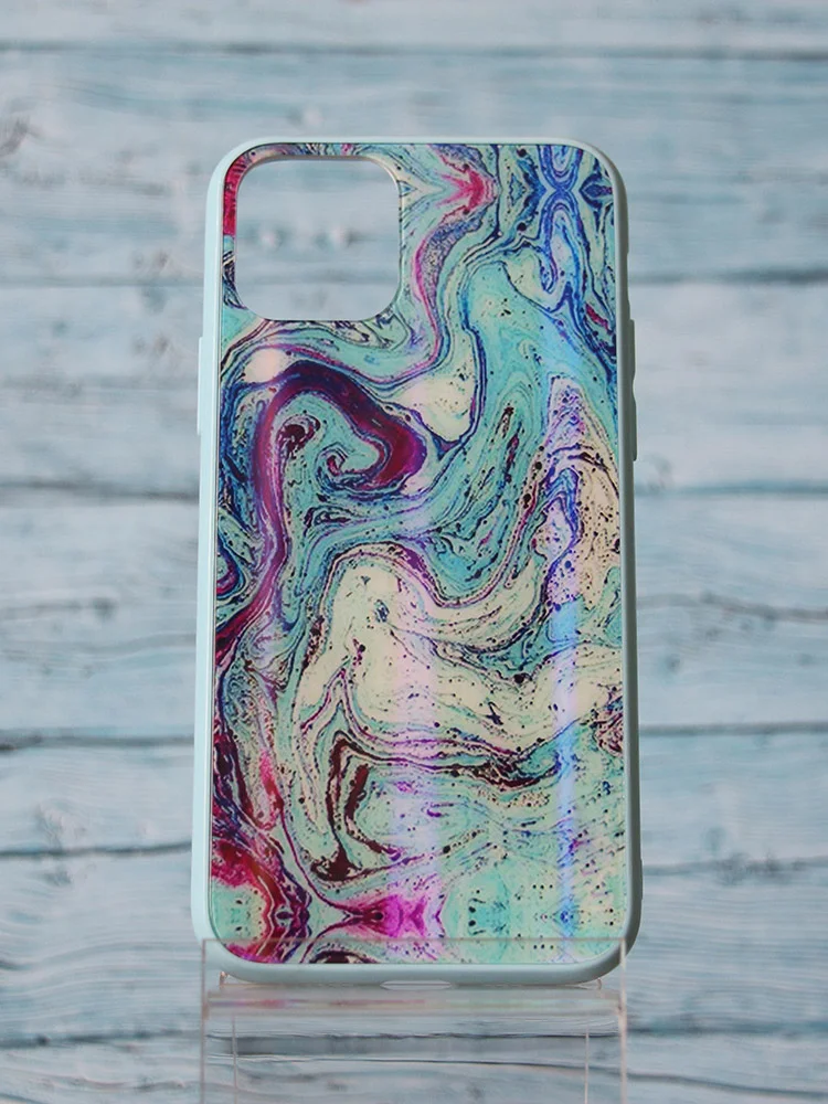 Голубой чехол iPhone 11 Pro мрамор с переливом (разные цвета)
