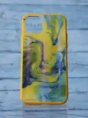 Желтый чехол iPhone 11 Pro мрамор с переливом (разные цвета)