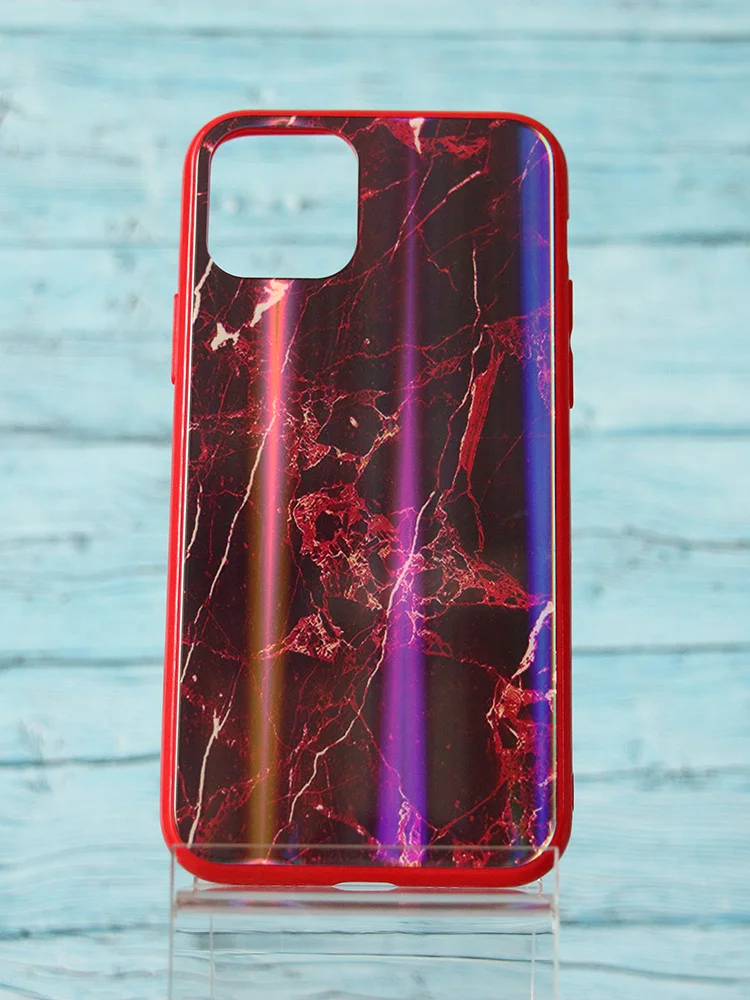 Красный чехол iPhone 11 Pro мрамор с переливом (разные цвета)