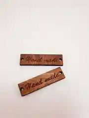 Серый меланж деревянные заготовки для декора "Hand made"  прямоугольные, 2 штуки