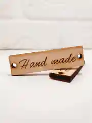 Серый меланж деревянные заготовки для декора "Hand made"  прямоугольные, 2 штуки