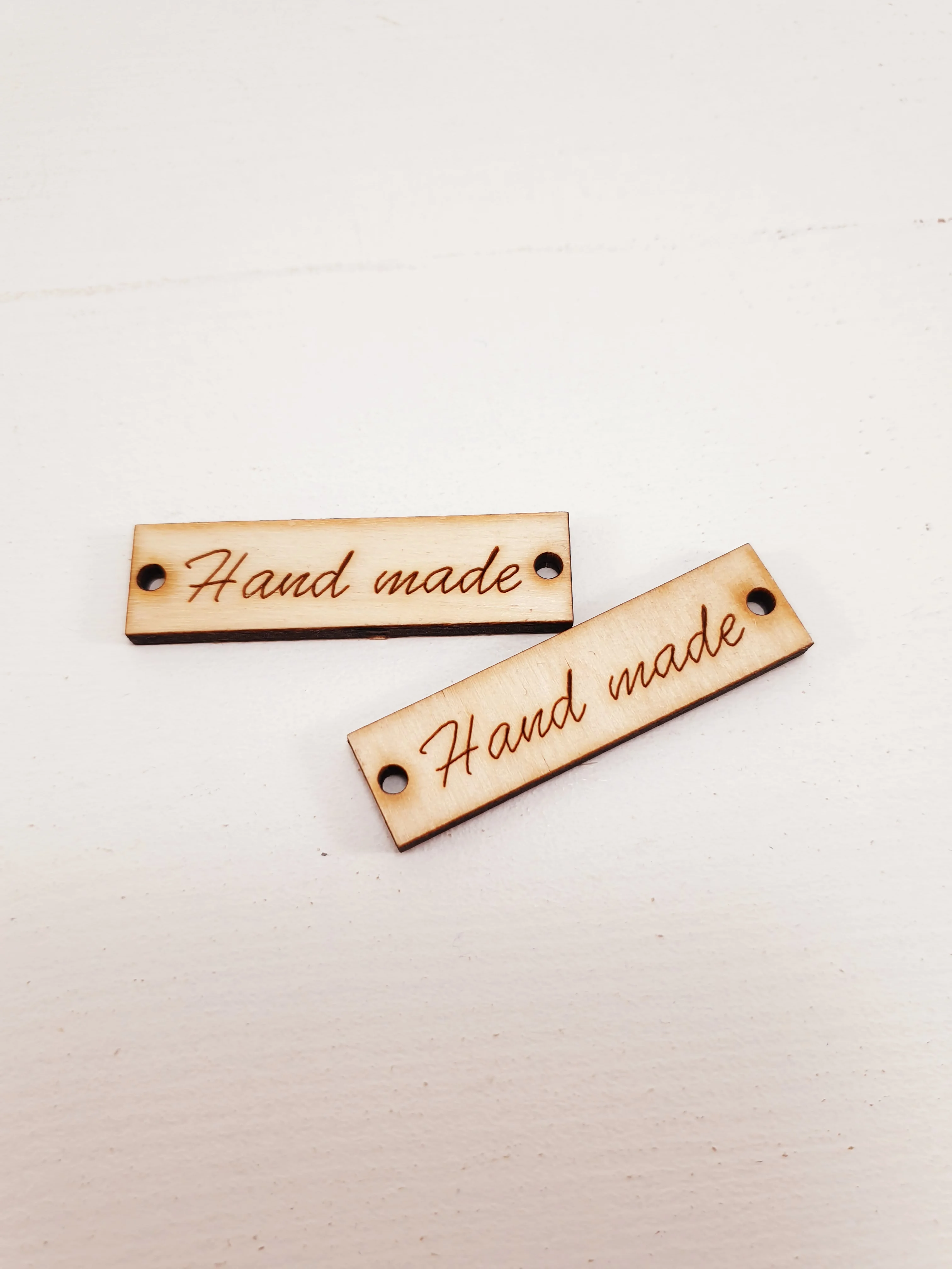 Серый меланж деревянные заготовки для декора "Hand made"  прямоугольные, 2 штуки