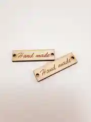 Серый меланж деревянные заготовки для декора "Hand made"  прямоугольные, 2 штуки