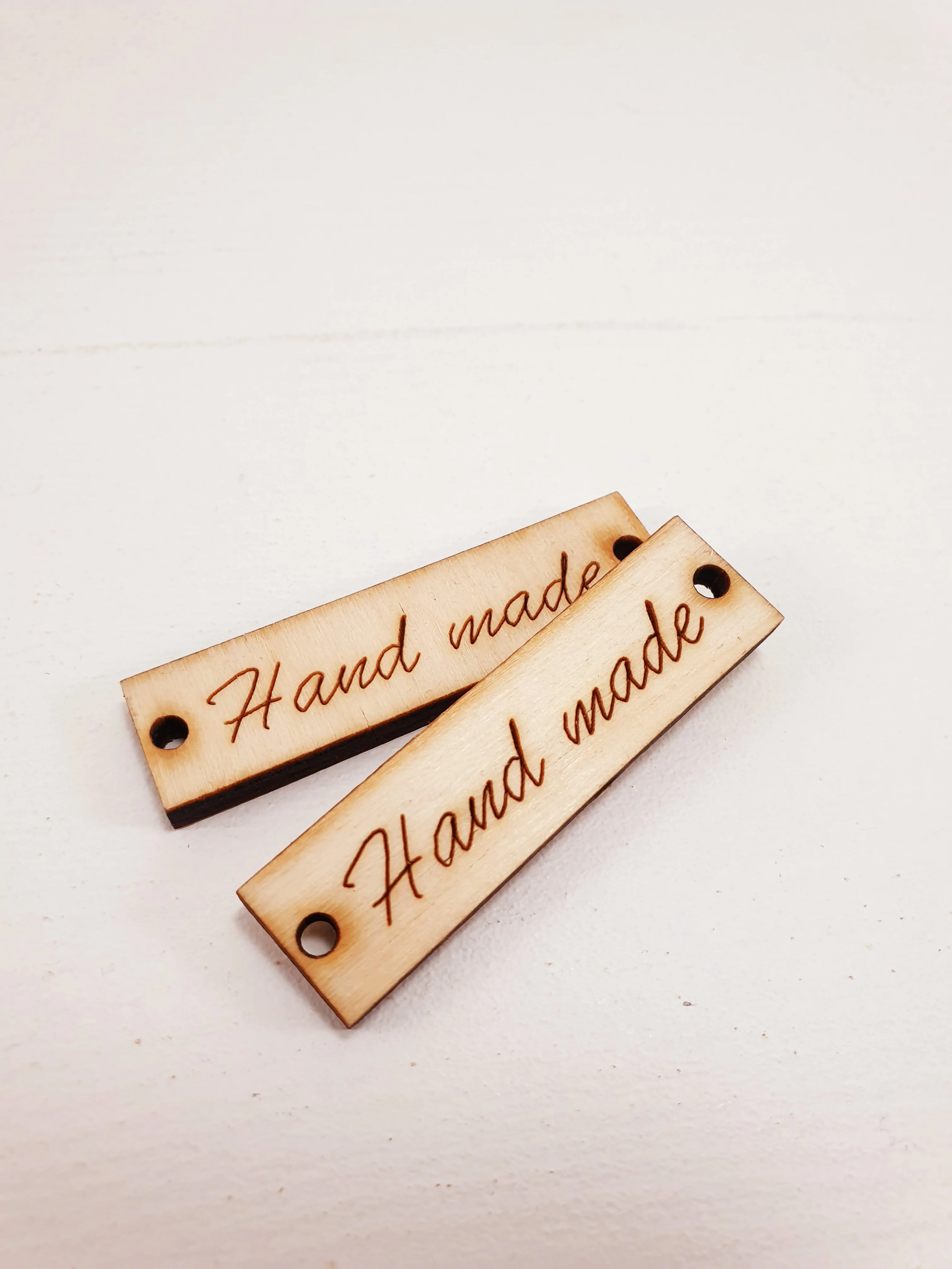 Серый меланж деревянные заготовки для декора "Hand made"  прямоугольные, 2 штуки