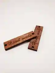 Серый меланж деревянные заготовки для декора "Hand made"  прямоугольные, 2 штуки