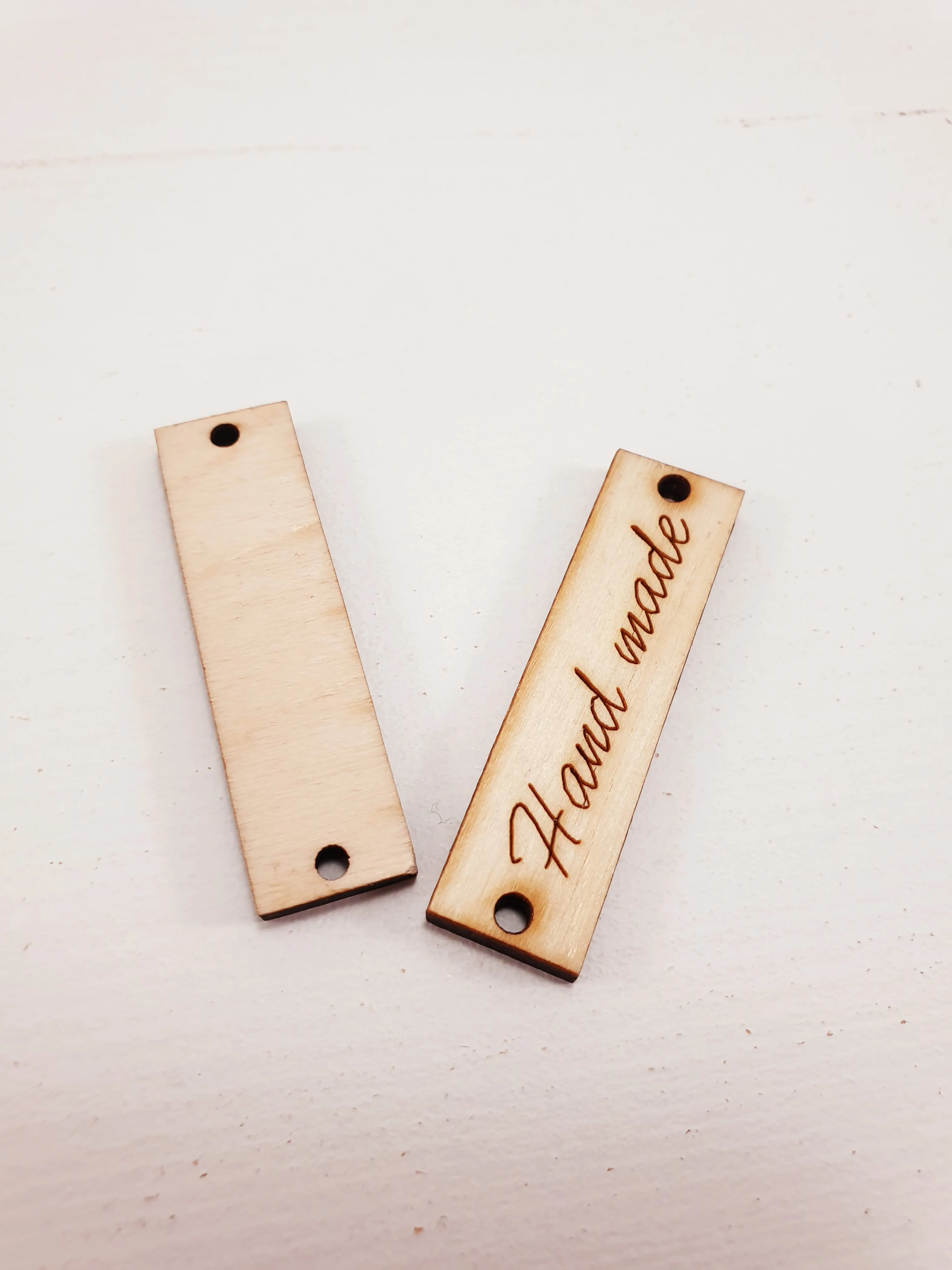 Серый меланж деревянные заготовки для декора "Hand made"  прямоугольные, 2 штуки