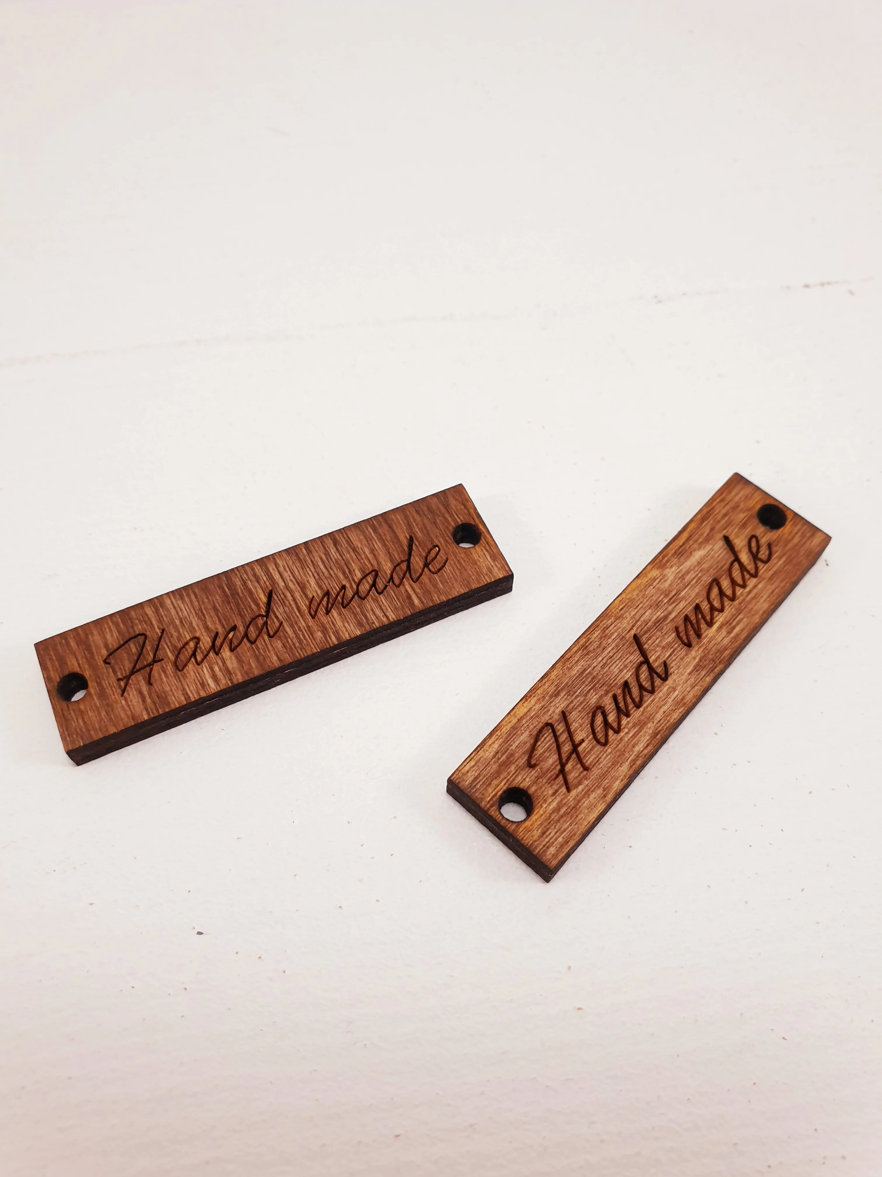 Серый меланж деревянные заготовки для декора "Hand made"  прямоугольные, 2 штуки