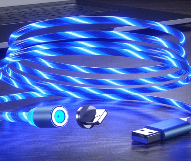 Зеленый кабель магнитный светящийся для зарядки iphone / micro usb / type-c