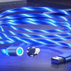 Зеленый кабель магнитный светящийся для зарядки iphone / micro usb / type-c