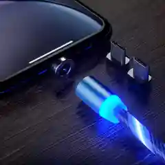 Зеленый кабель магнитный светящийся для зарядки iphone / micro usb / type-c