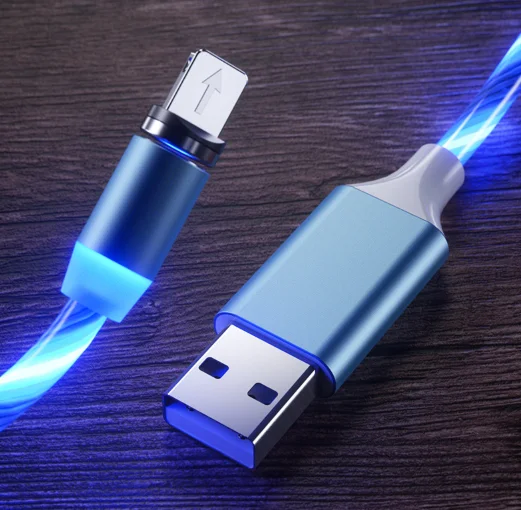 Зеленый кабель магнитный светящийся для зарядки iphone / micro usb / type-c
