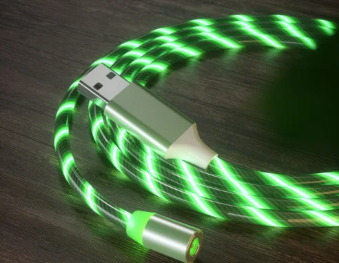 Зеленый кабель магнитный светящийся для зарядки iphone / micro usb / type-c