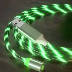 Зеленый кабель магнитный светящийся для зарядки iphone / micro usb / type-c